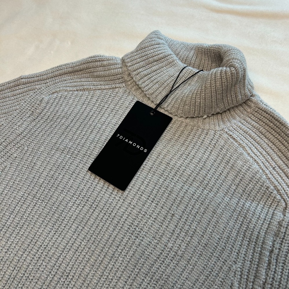 NWT 7 Diamonds Twin City Turtleneck Sweater Mens Small Gray Stretch Knit Top